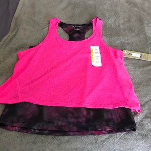 Pink and Black Double Layer Printed Zobha Tank